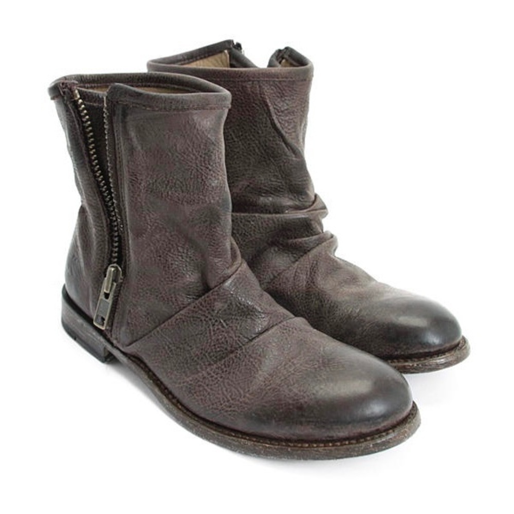 John Fluevog The Malcolm Brown Leather Zip Up Unisex Ankle Boots Women’s Size 9
